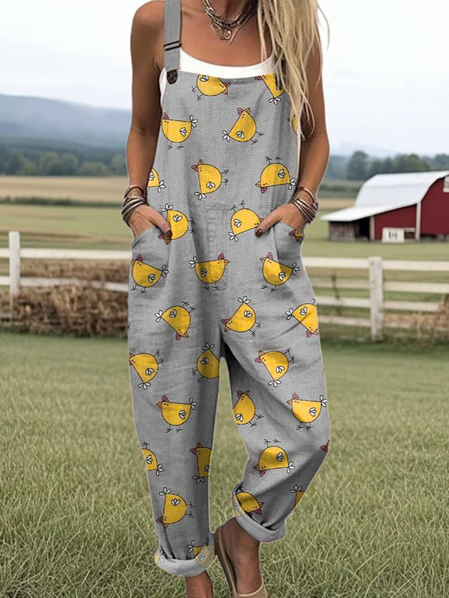 Vintage Wide Leg Jumpsuit - Bekväm Stil med Blommigt Tryck