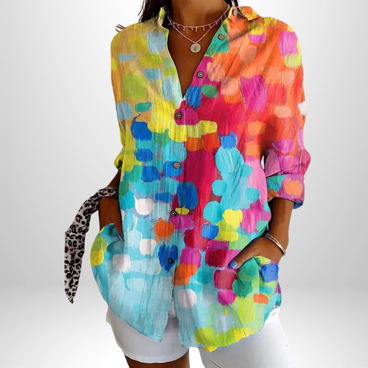 Camilla™ | Elegant Blus med Konstnärlig Touch