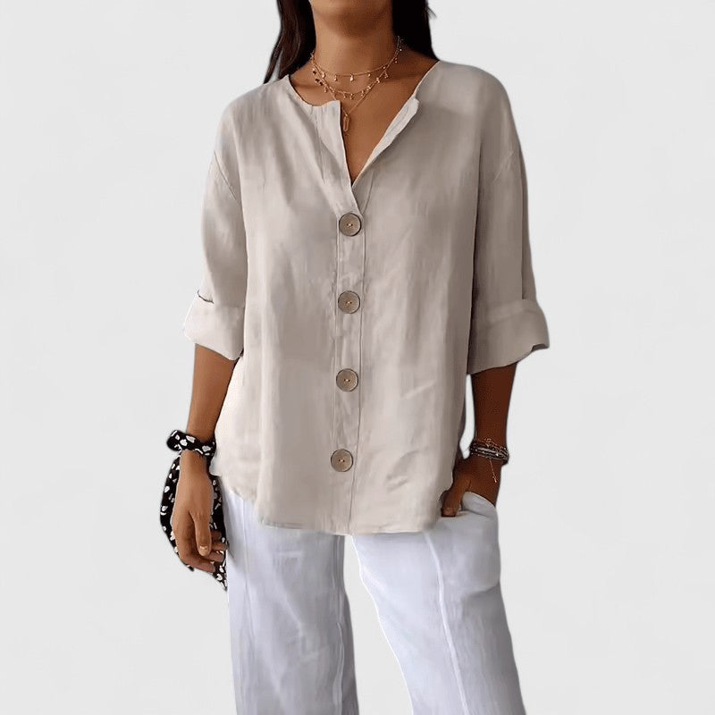 Cathlyn™ | Elegant Vit Blus för Dam