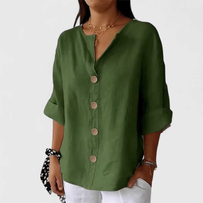 Cathlyn™ | Elegant Vit Blus för Dam