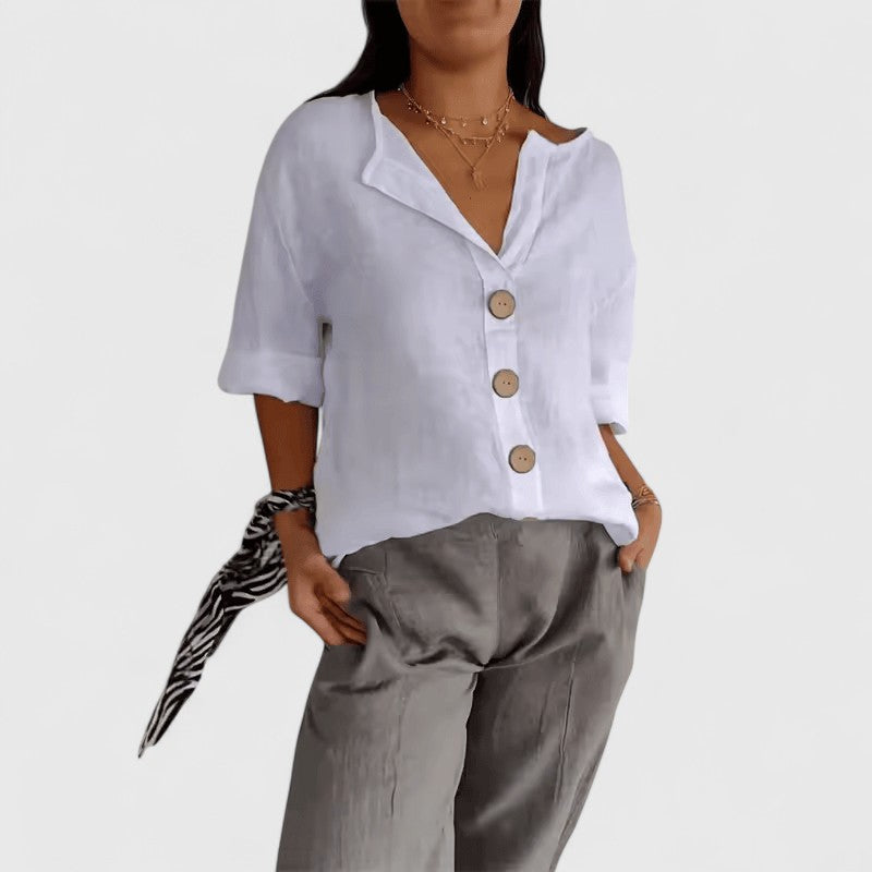 Cathlyn™ | Elegant Vit Blus för Dam