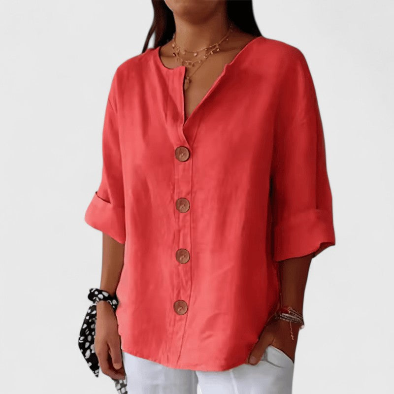 Cathlyn™ | Elegant Vit Blus för Dam