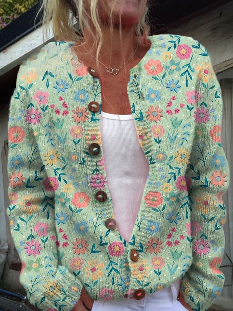 Härlig damkofta - Blommig design, mysig och snygg