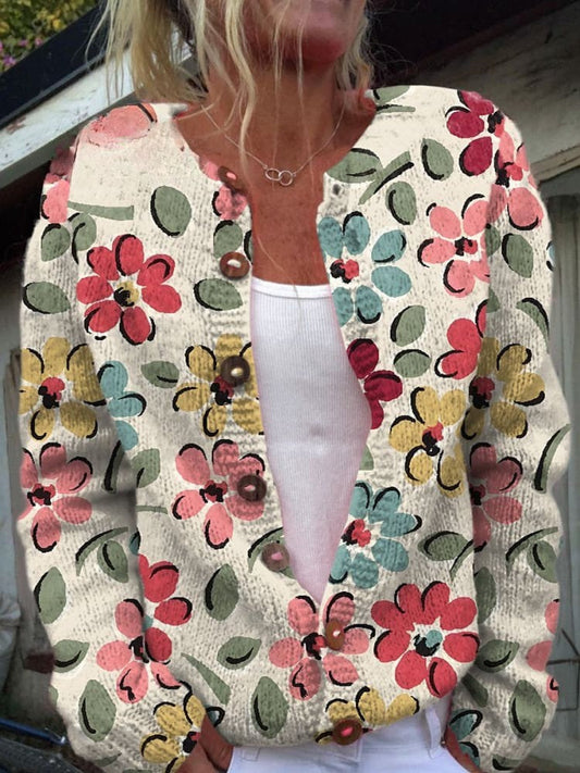 Härlig damkofta - Blommig design, mysig och snygg