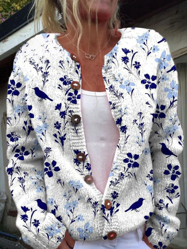 Härlig damkofta - Blommig design, mysig och snygg
