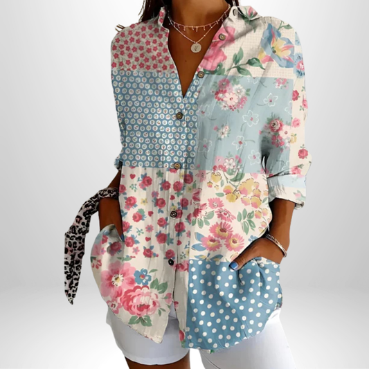 Helene™ | Elegant Vit Blus för Damer