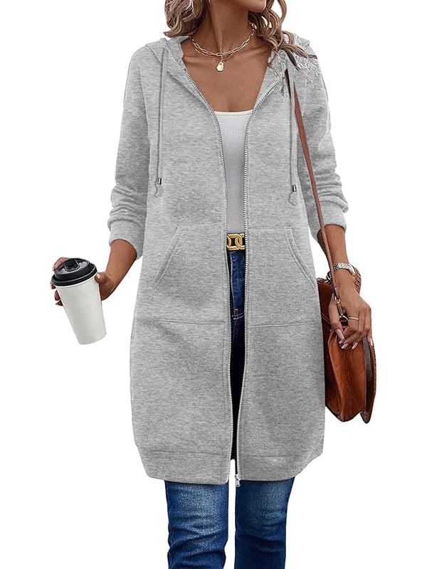 Nayvah™ | Bekväm Grå Hoodie Med Kappa Och Dragkedja