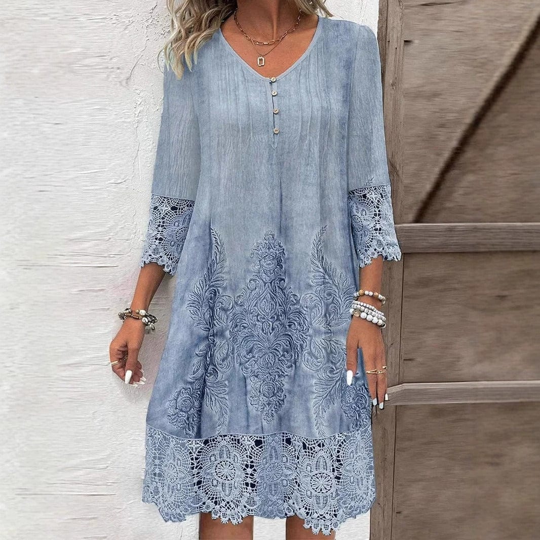 Ophelia™ | Vintage Boho Klänning Med Virkade Detaljer