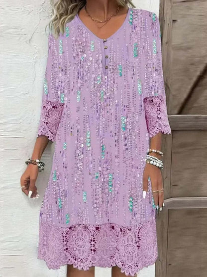 Ophelia™ | Vintage Boho Klänning Med Virkade Detaljer