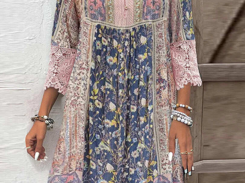 Ophelia™ | Vintage Boho Klänning Med Virkade Detaljer