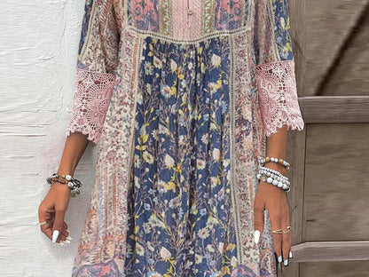 Ophelia™ | Vintage Boho Klänning Med Virkade Detaljer