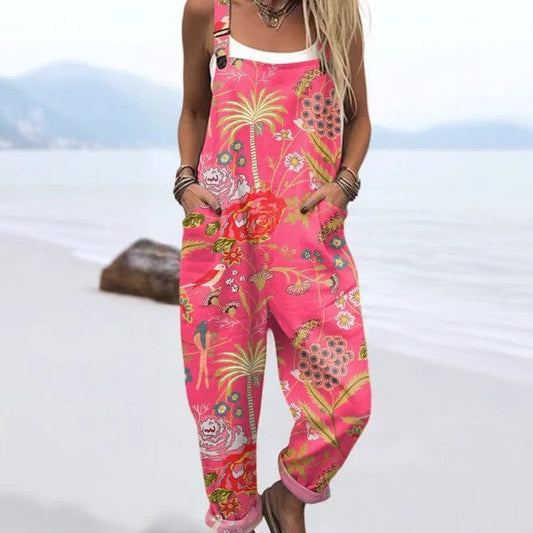 Vintage Floral Jumpsuit - Bekväm, Andningsbar och Stilren Design