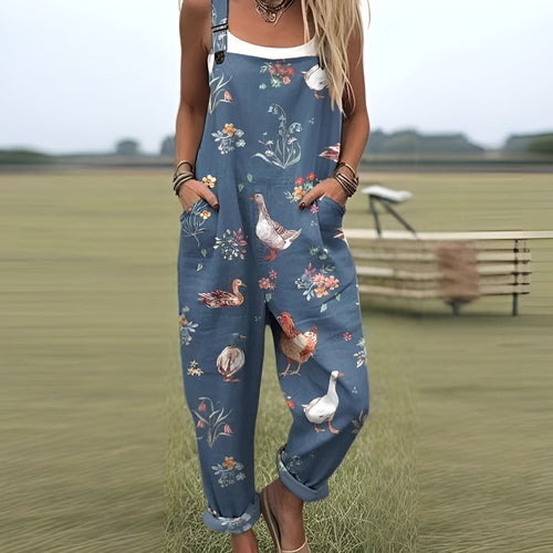 Vintage Floral Jumpsuit - Bekväm, Andningsbar och Stilren Outfit