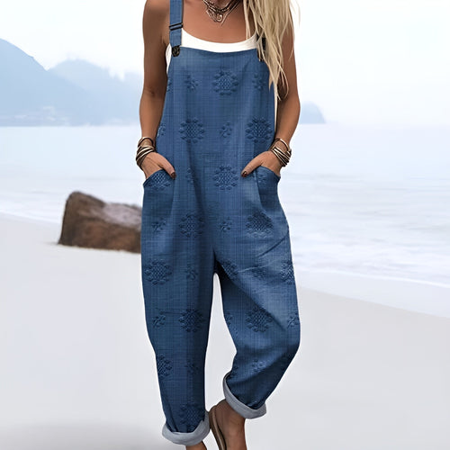 Vintage Floral Jumpsuit - Bekväm och Luftig Stil För Varma Dagar