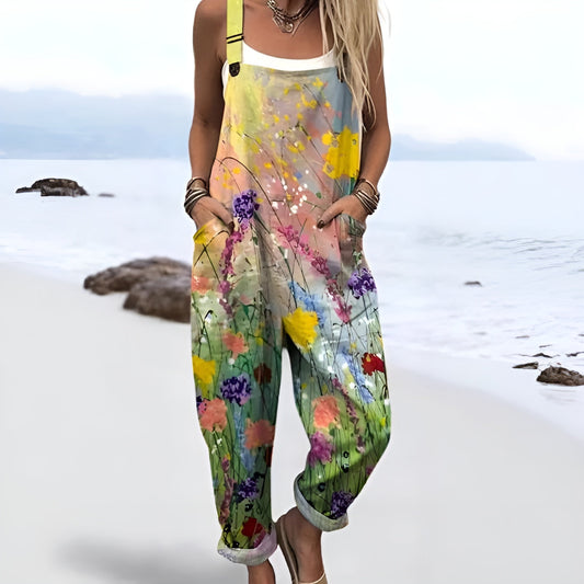 Vintage Floral Jumpsuit - Bekväm och Stilren för Alla Tillfällen