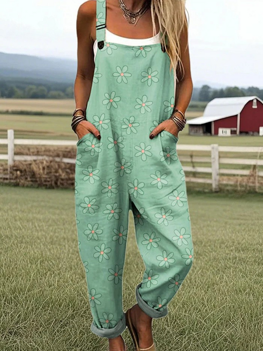 Vintage Floral Jumpsuit - Bekväm och Stilren för Varma Dagar