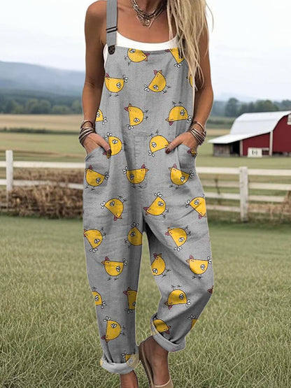 Vintage Wide Leg Jumpsuit - Bekväm Stil med Blommigt Tryck